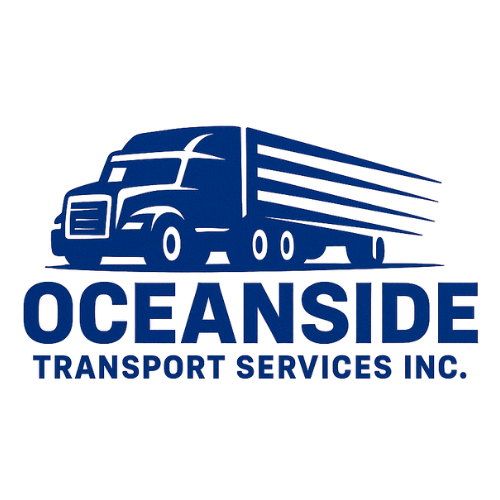 Blue semi-truck logo for Oceanside Transport Services Inc.