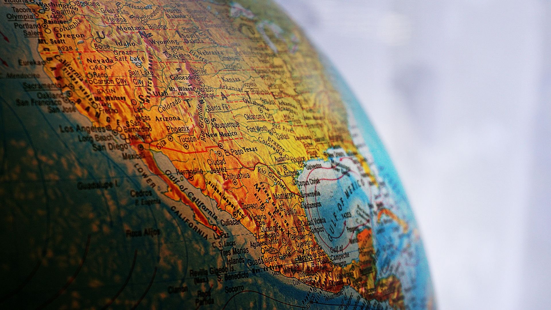 Vintage globe focused on southwestern United States and Mexico